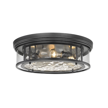 Z-Lite Clarion 4 Light Flush Mount, Matte Black & Inner Clear Water & Outer Clear 493F4-MB